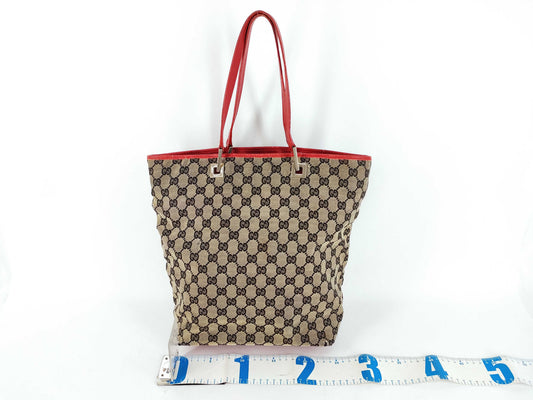 GUCCI GG Canvas 002.1098 Tote Bag GG Canvas Red Tote Bag