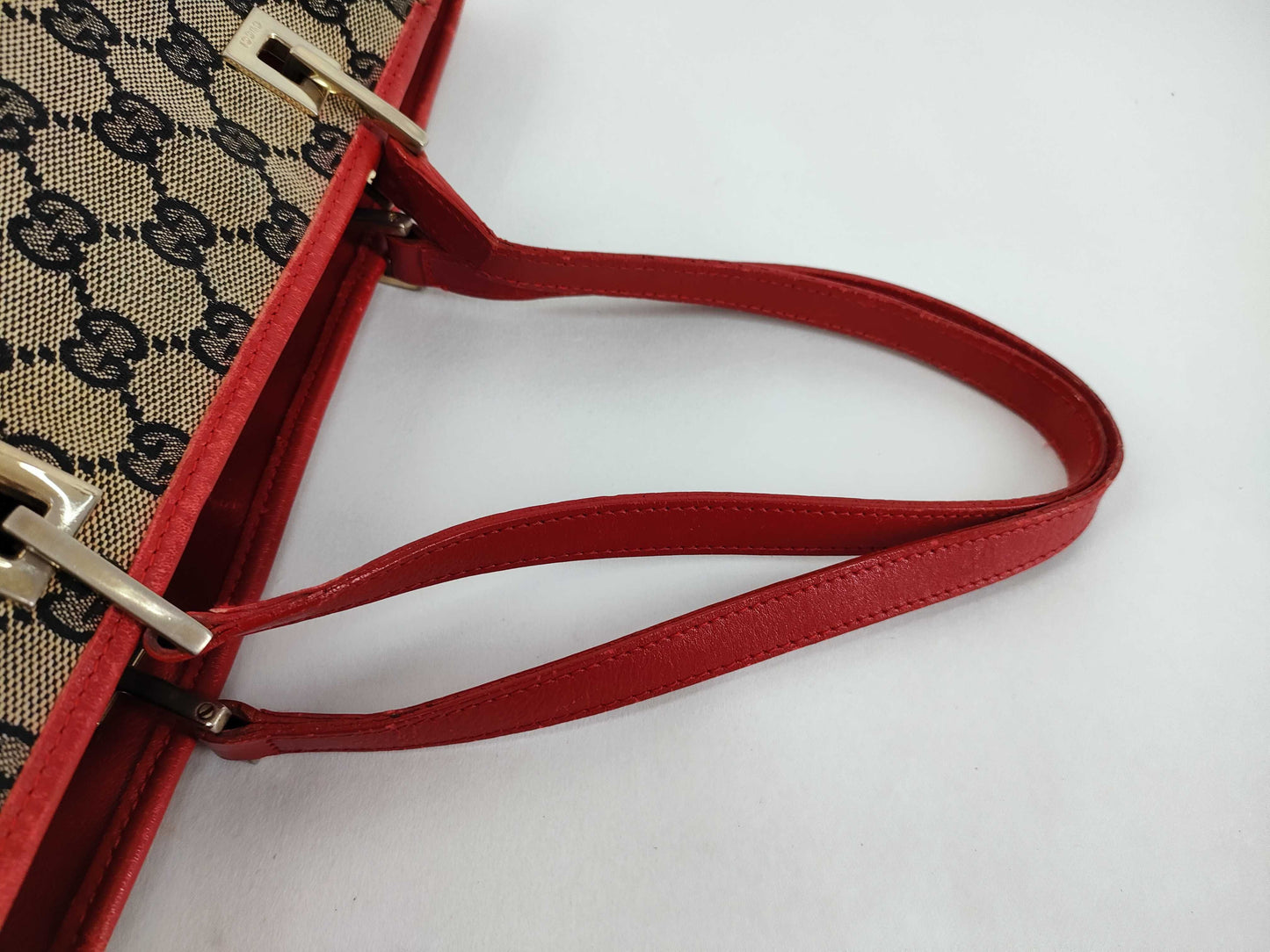 GUCCI GG Canvas 002.1098 Tote Bag GG Canvas Red Tote Bag