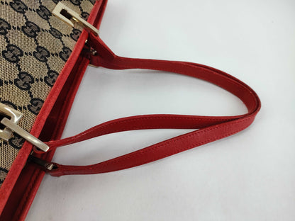 GUCCI GG Canvas 002.1098 Tote Bag GG Canvas Red Tote Bag