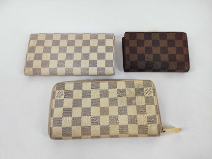 LOUIS VUITTON Damier round zip long wallet and 3 other Damier Azur wallets