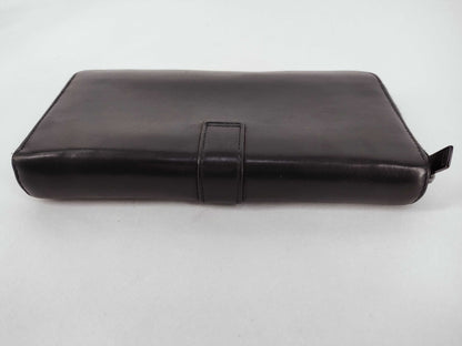 SAINT LAURENT Round Zip Long Wallet Leather Black Wallet