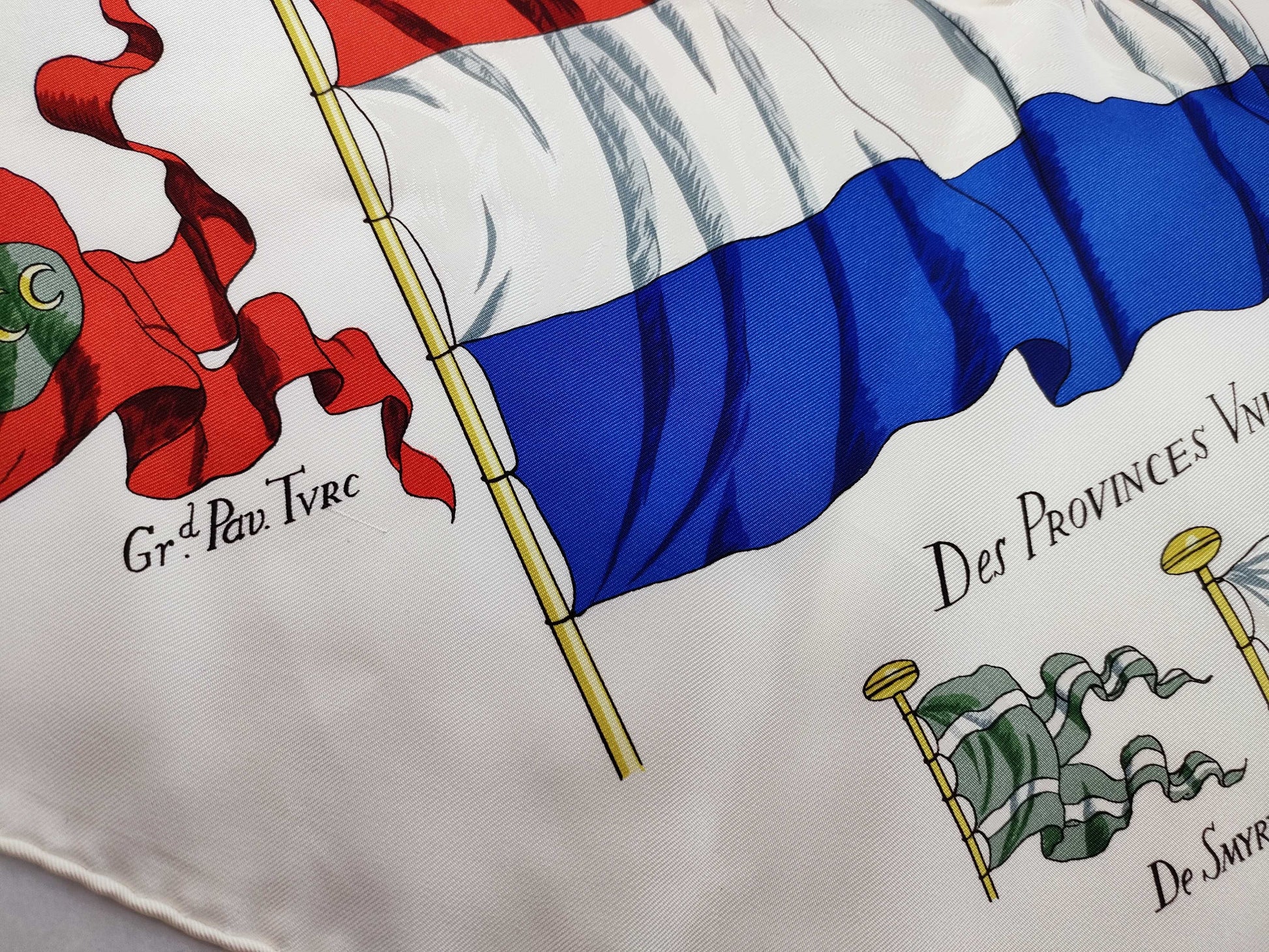 HERMES Carre Carre 90 Flag Pattern White Other Accessories