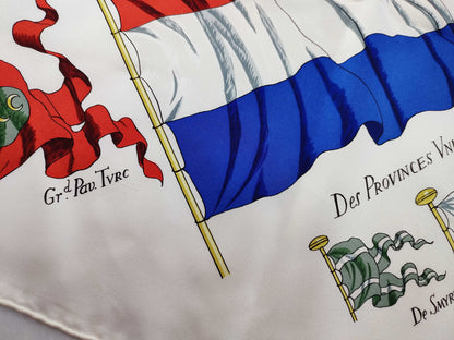 HERMES Carre Carre 90 Flag Pattern White Other Accessories