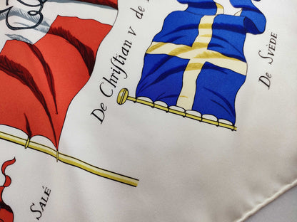 HERMES Carre Carre 90 Flag Pattern White Other Accessories