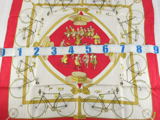 HERMES Carre Carre 90 Bicycle Pattern Red Other Accessories