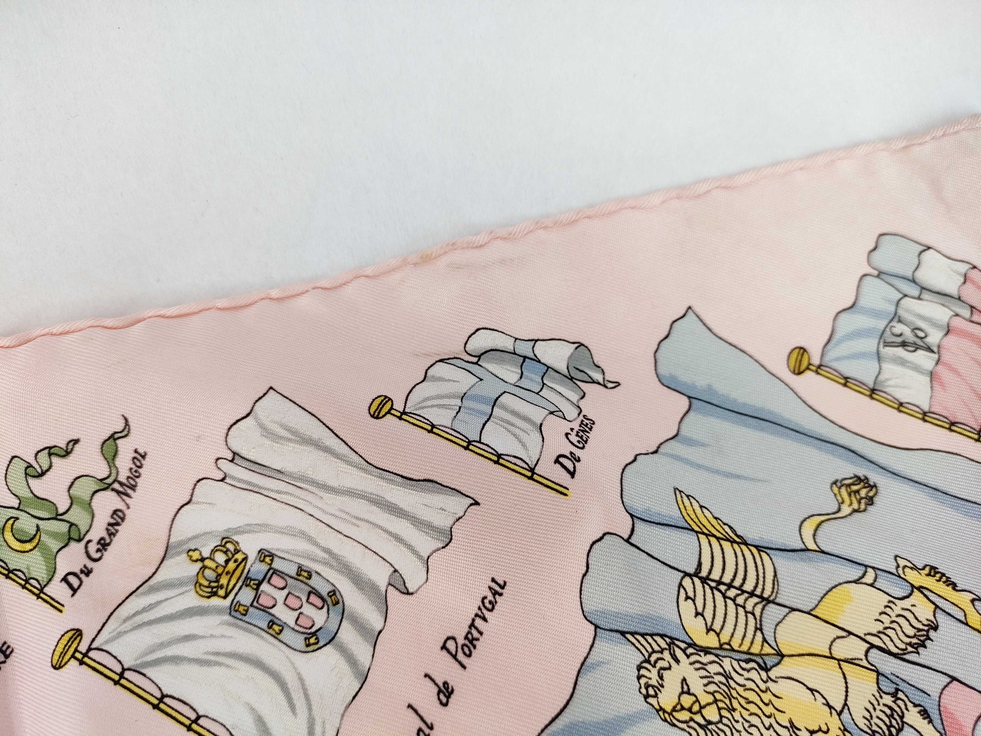 HERMES Carre Carre 45 Flag Pattern Pink Other Accessories