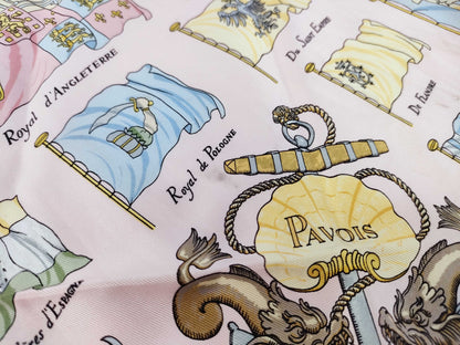 HERMES Carre Carre 45 Flag Pattern Pink Other Accessories