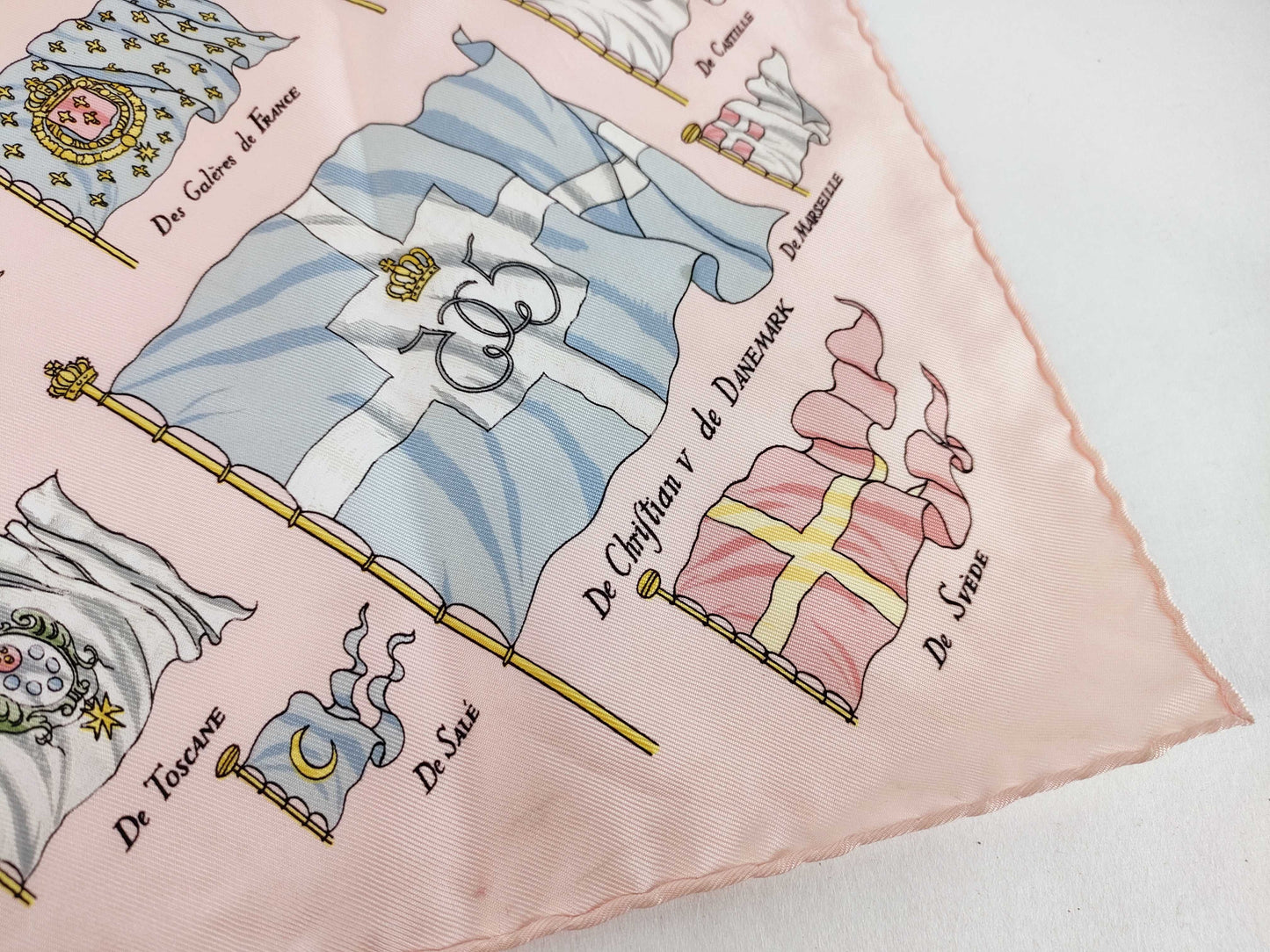 HERMES Carre Carre 45 Flag Pattern Pink Other Accessories