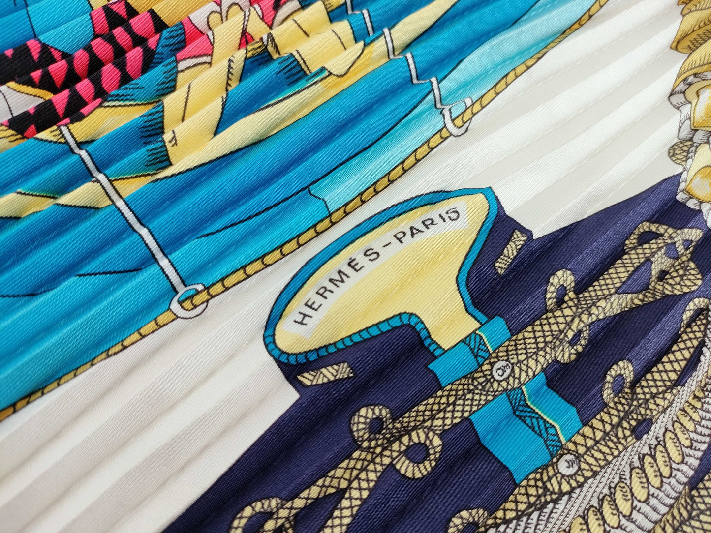 HERMES Carre Scarf Tiger Print Blue Other Accessories