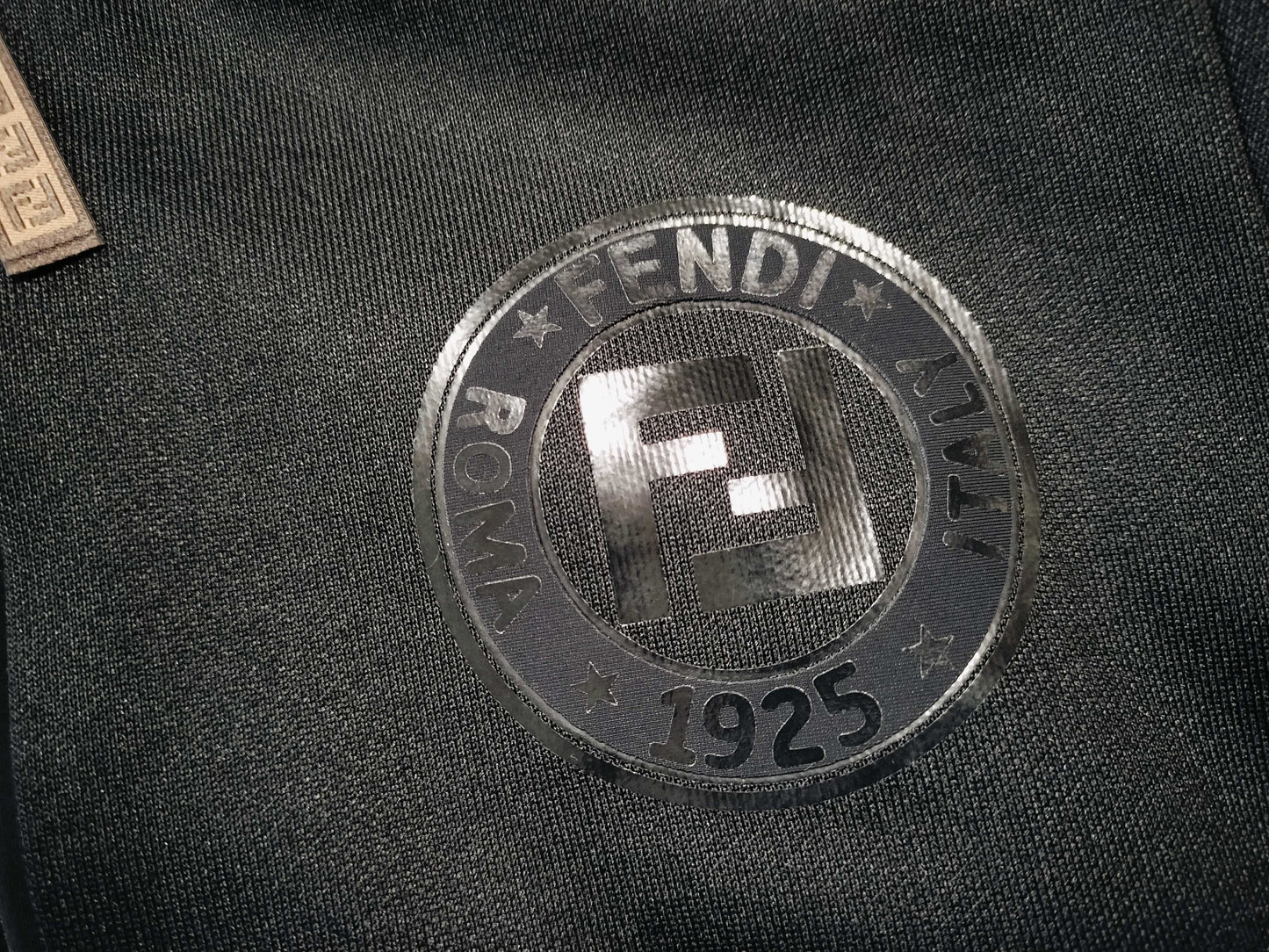 FENDI Zucca Print Zip-Up Jacket, Black, Size 38