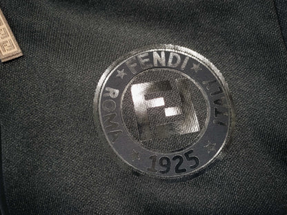 FENDI Zucca Print Zip-Up Jacket, Black, Size 38