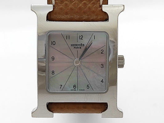 HERMES HH1.210 2049693 Pink Shell Dial Quartz Women's Watch 