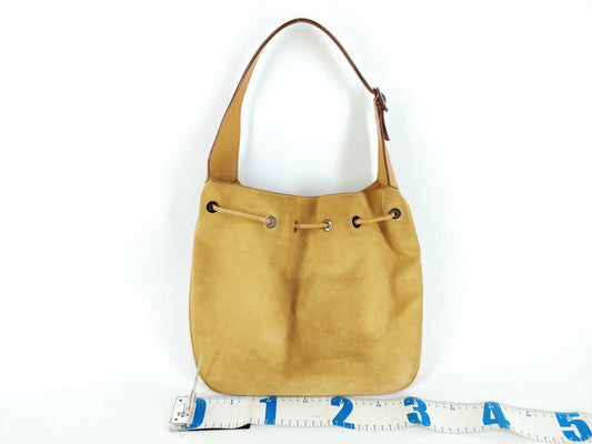 GUCCI Drawstring Handbag Suede Shoulder Bag