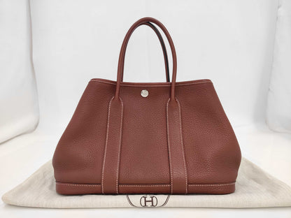 HERMES Garden Party TPM Wine Red P Negonda Handbag