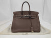 HERMES Birkin 35 Togo Brown Handbag with Silver Hardware