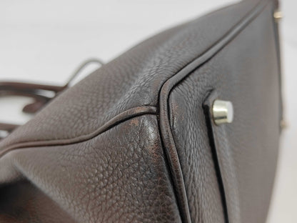 HERMES Birkin 35 Togo Brown Handbag with Silver Hardware