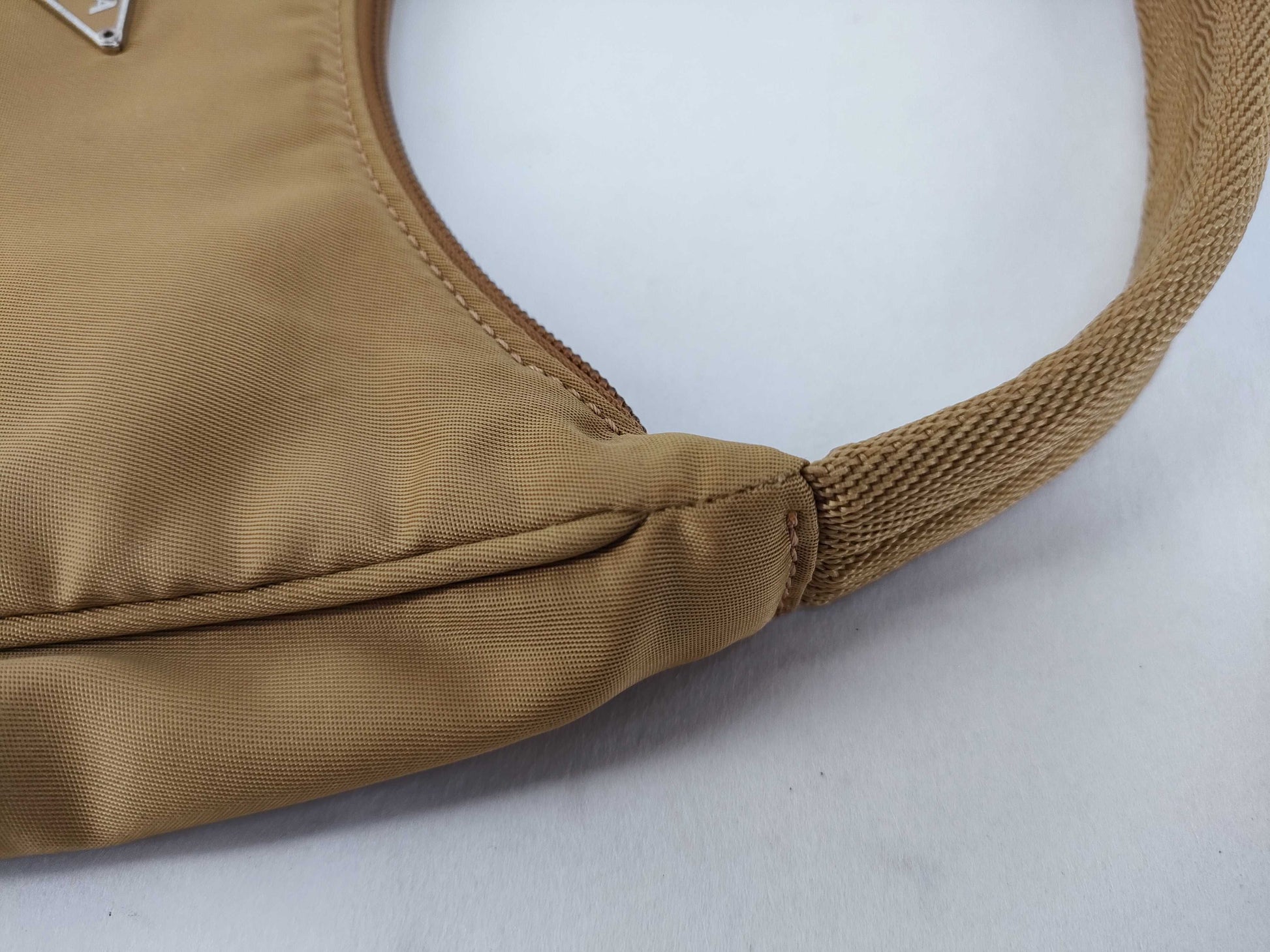 PRADA Nylon Prada One-Shoulder Bag Beige Pouch