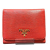 PRADA 1MH176 Leather Red Tri-fold Wallet