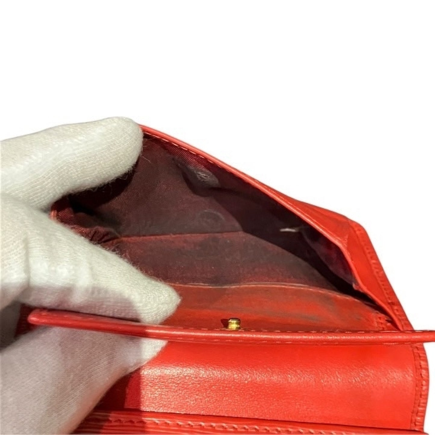 PRADA 1MH176 Leather Red Tri-fold Wallet