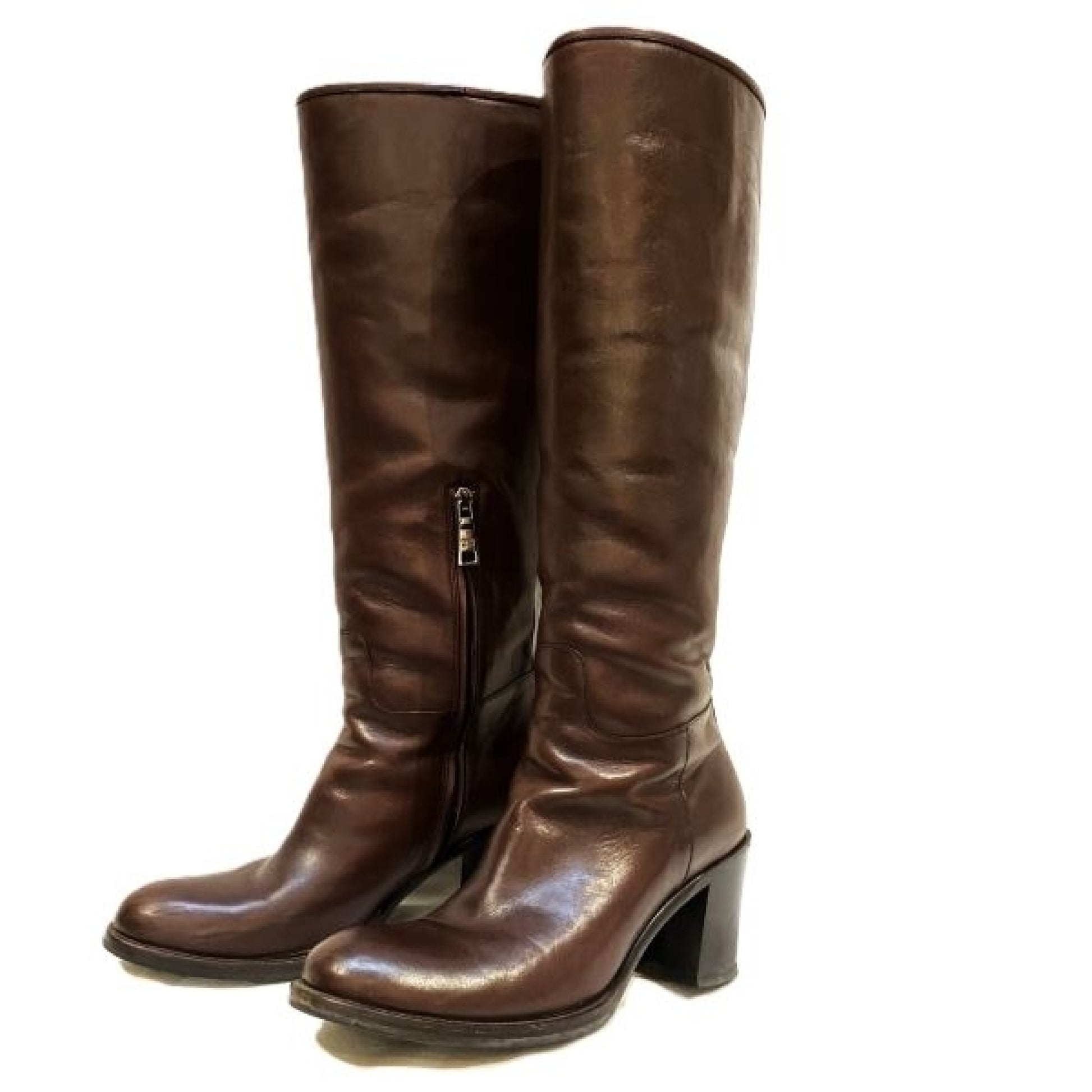 PRADA Prada Brown Leather Long Boots Size 35 1/2 Other Shoes