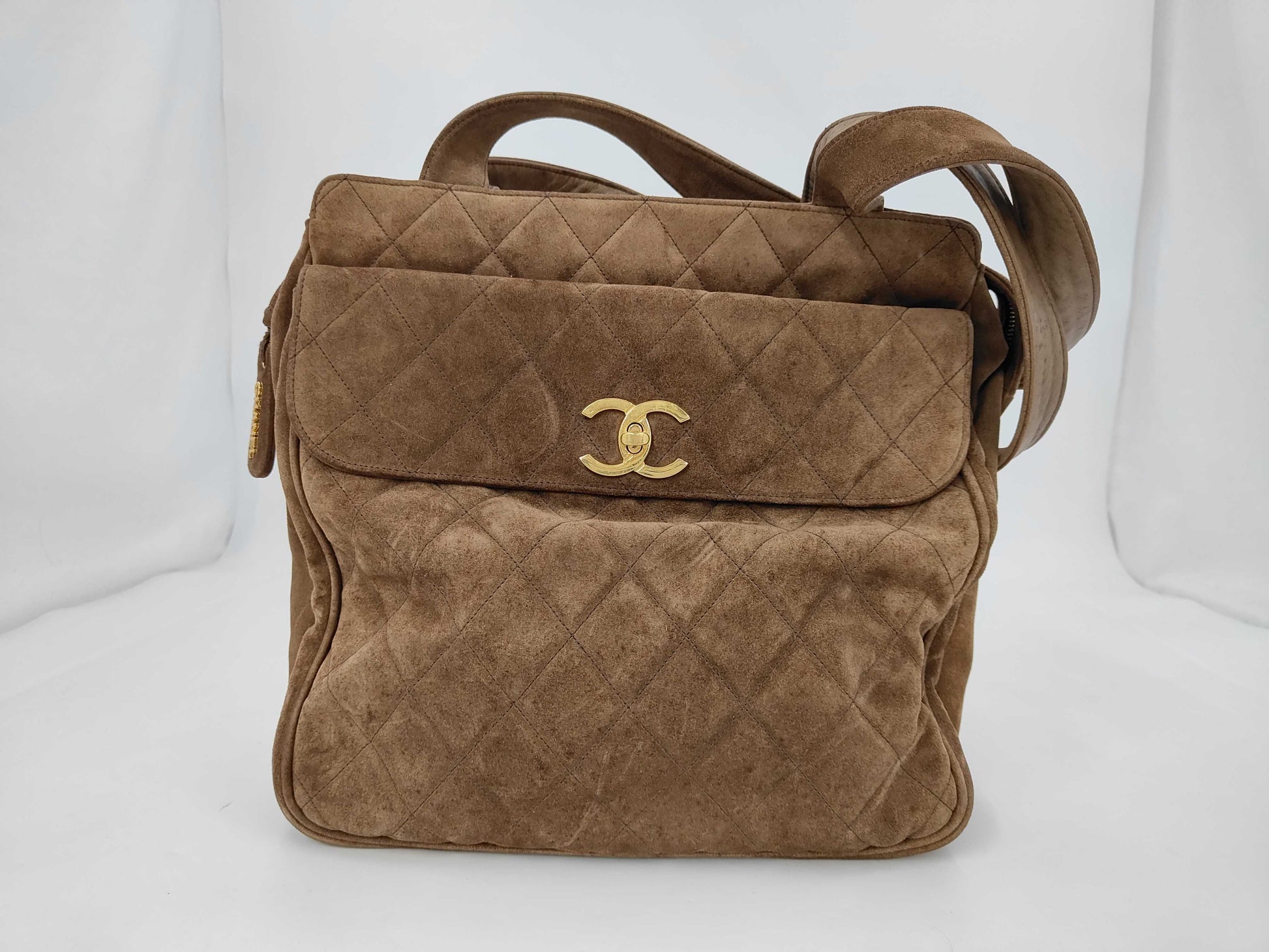 CHANEL Matelasse 3649362 Suede Tote Bag with Coco Mark and GD Hardware, Brown