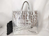 Yves Saint Laurent 188651 Tote Bag Handbag Embossed PVC Silver Tote Bag