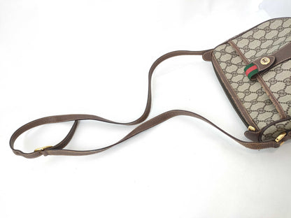 GUCCI GG Supreme Shoulder Bag, Sherry Line, PVC/Leather, Brown, 89.02.032
