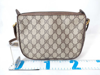 GUCCI GG Supreme Shoulder Bag, Sherry Line, PVC/Leather, Brown, 89.02.032