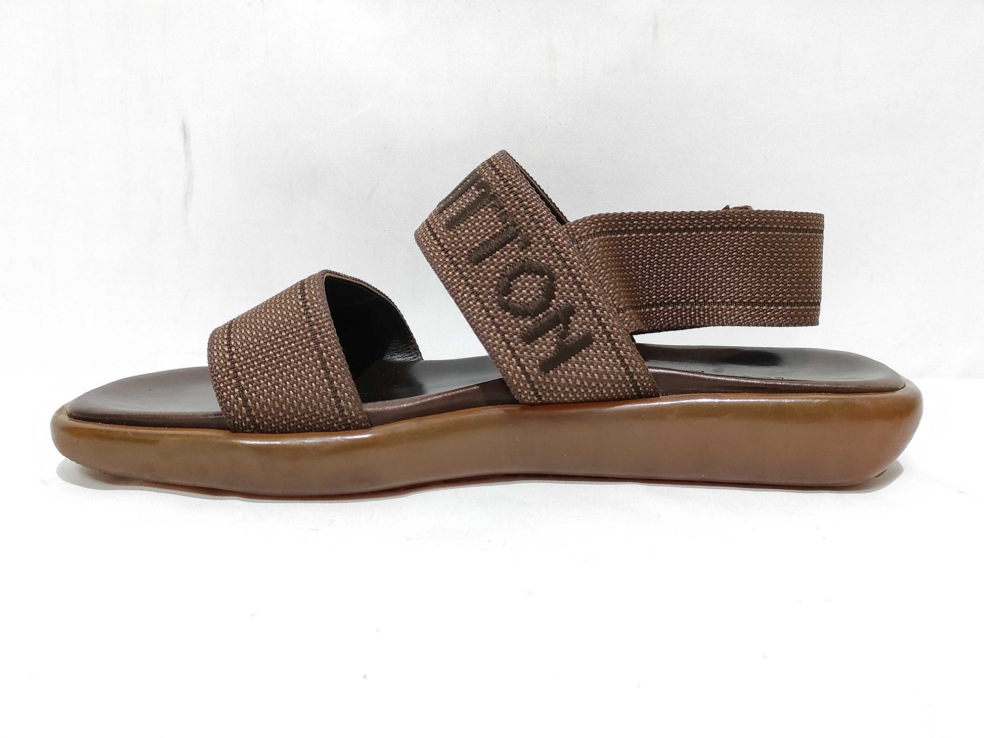 LOUIS VUITTON MA0031 Sandals, Rubber Sole, Logo Belt, Size 8, Brown