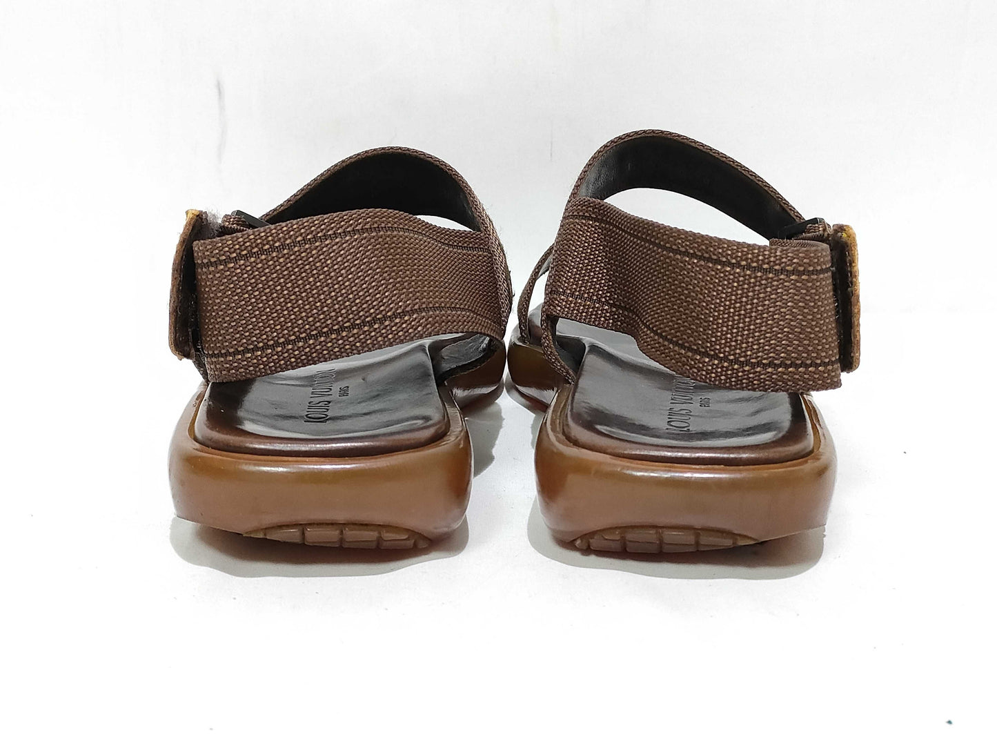 LOUIS VUITTON MA0031 Sandals, Rubber Sole, Logo Belt, Size 8, Brown