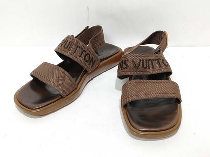 LOUIS VUITTON MA0031 Sandals, Rubber Sole, Logo Belt, Size 8, Brown