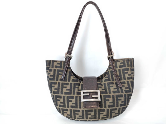 FENDI Zucca Pattern Fendi 0915966 0D2 Semi-Shoulder Bag Shoulder Bag Zucca Pattern Canvas Khaki Shoulder Bag