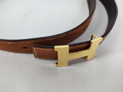 HERMES HERMES Constance H Belt, Camel, Gold Hardware
