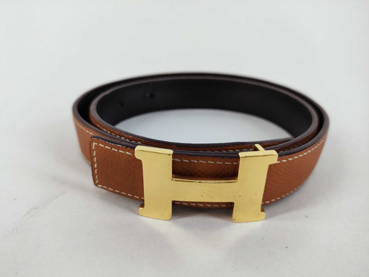 HERMES HERMES Constance H Belt, Camel, Gold Hardware
