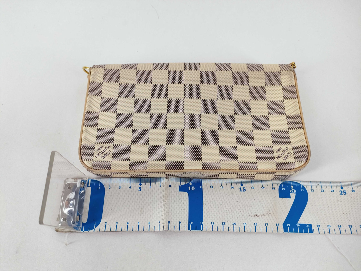 LOUIS VUITTON Damier Azur LOUIS VUITTON N63106 Azur Pochette Felicie Shoulder Bag with Shoulder Strap, Coin Case, and Card Case