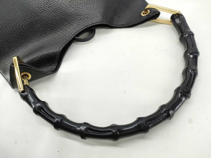 GUCCI Bamboo Handbag 001 1880 Black W25cm Handbag