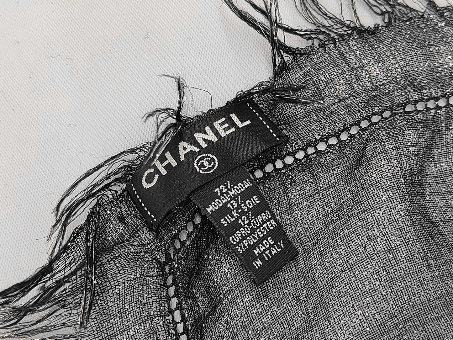 CHANEL Coco Mark Shawl with Stones, Black, Other Accessories