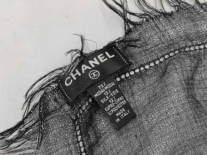 CHANEL Coco Mark Shawl with Stones, Black, Other Accessories