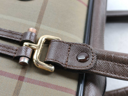 Burberrys Check Canvas Saffiano Leather Mini Boston Bag W30cm Boston Bag