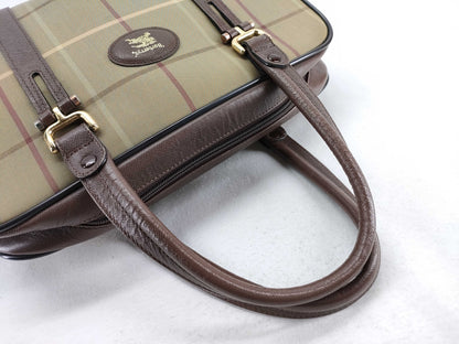 Burberrys Check Canvas Saffiano Leather Mini Boston Bag W30cm Boston Bag