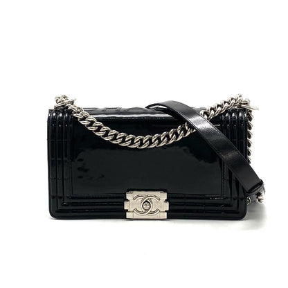 CHANEL Boy Chanel Patent Leather Chain Shoulder Bag