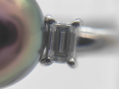 TASAKI Pearl Ring, Diameter 9.0mm, D0.26ct, Pt900, 5.0g 