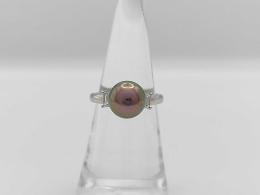 TASAKI Pearl Ring, Diameter 9.0mm, D0.26ct, Pt900, 5.0g 