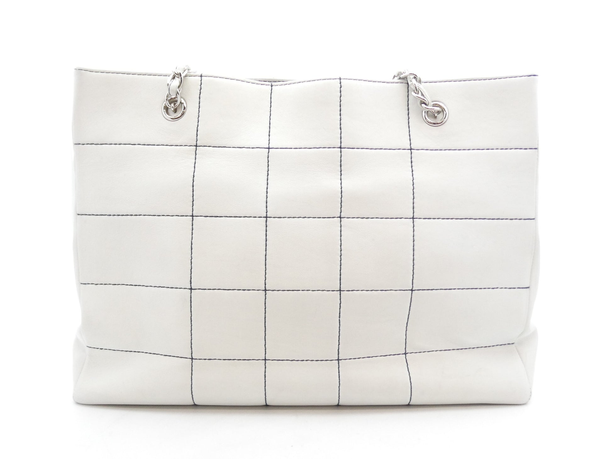 CHANEL Chocolate Bar Coco Mark Leather Chain Tote Bag