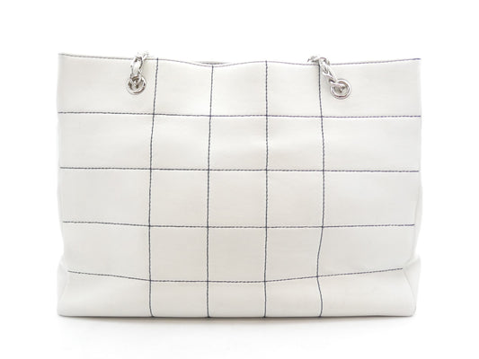 CHANEL Chocolate Bar Coco Mark Leather Chain Tote Bag