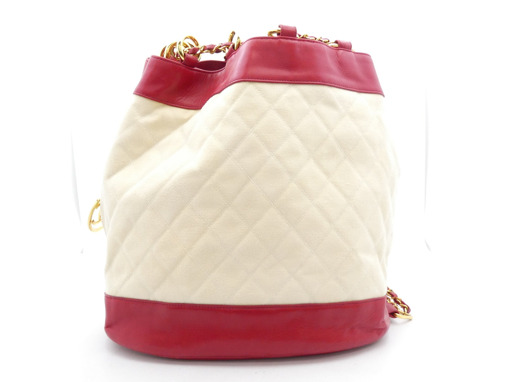 CHANEL Matelasse Canvas Leather Drawstring Chain Backpack