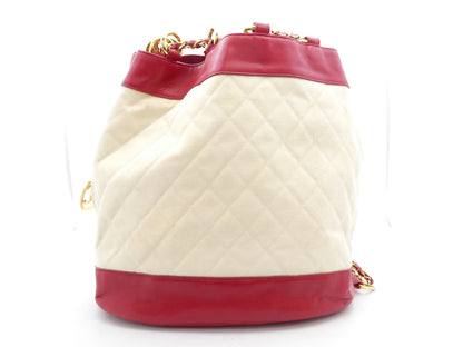 CHANEL Matelasse Canvas Leather Drawstring Chain Backpack
