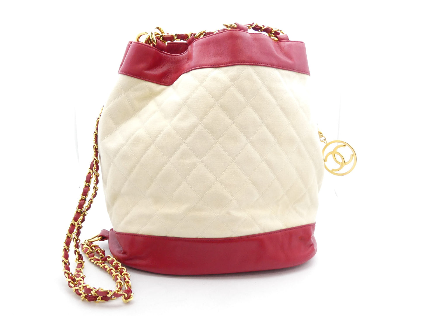 CHANEL Matelasse Canvas Leather Drawstring Chain Backpack