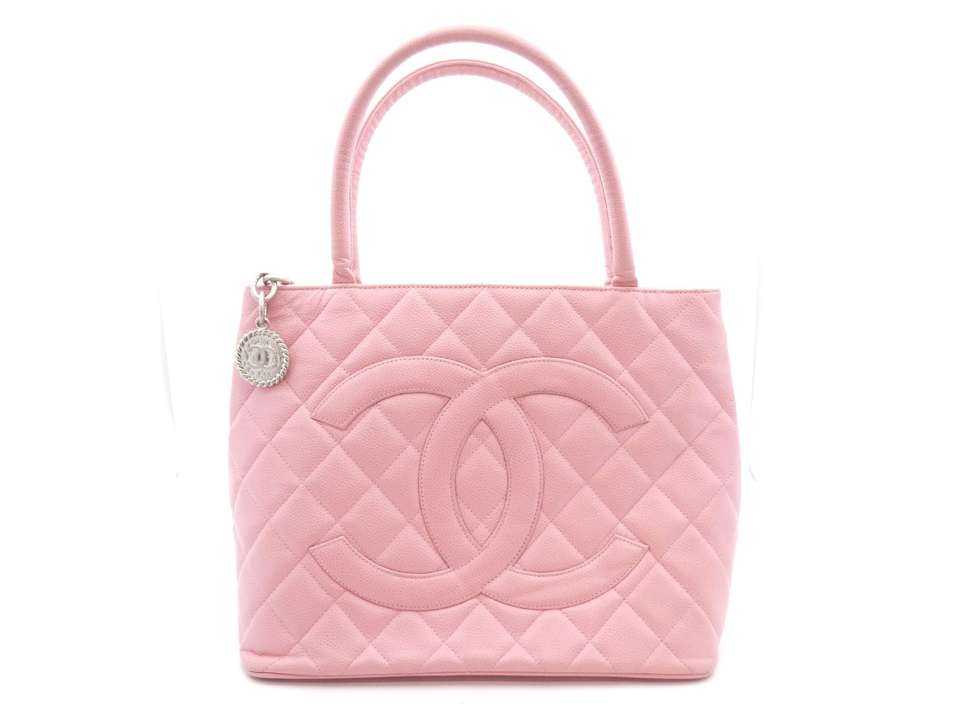 CHANEL Caviar Skin Reproduction Tote Bag with Coco Mark
