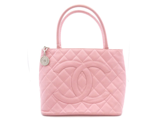 CHANEL Caviar Skin Reproduction Tote Bag with Coco Mark